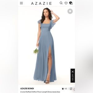 Azazie Dusty Blue Dress Size 2